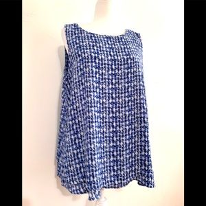 Chico’s Trapeze Blue & White Print Sleeveless Blouse
